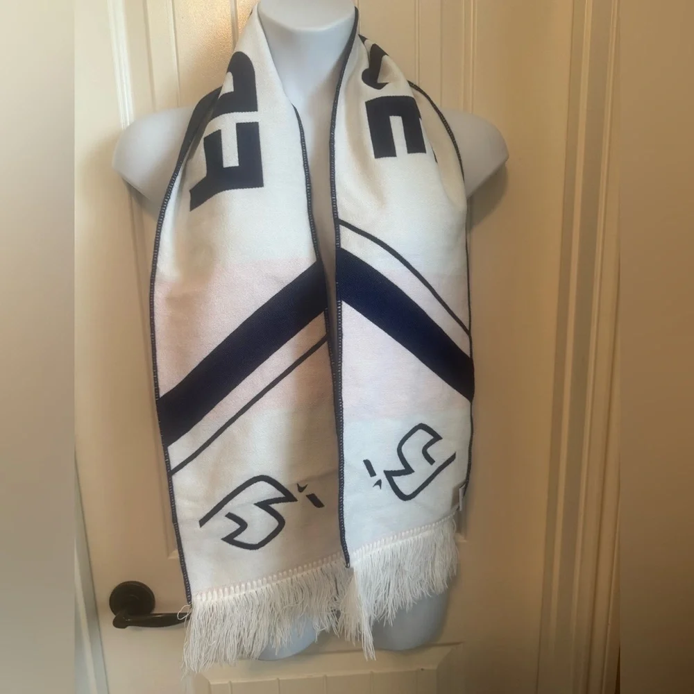 France Themed Gender Neutral Blue, Red, and White Scarf wi/White Fringe 58” X 8”